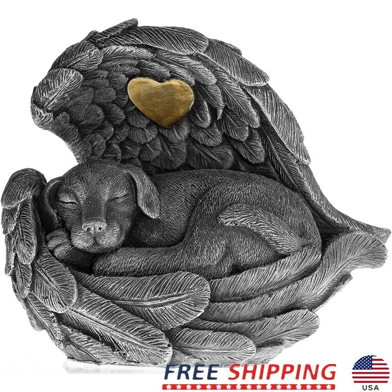 Pet Memorial Urn Angel Dog Statue Waterproof Ashes Garden Decor 100% Poly-Resin