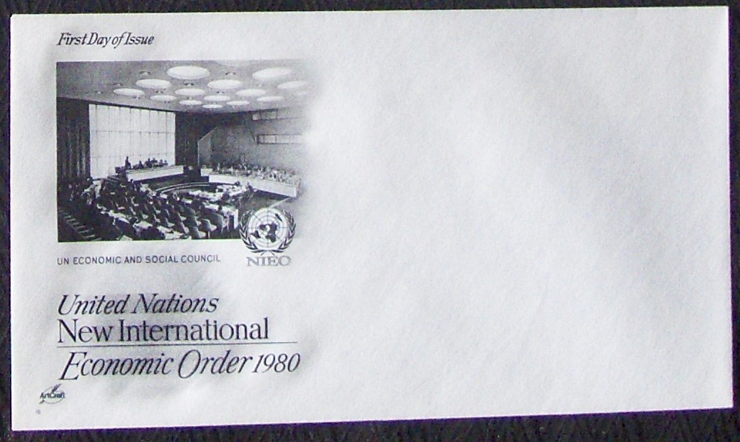 UN envelope NEW INTERNATIONAL ECONIMIC ORDER, 1980 unposted ArtCraft.