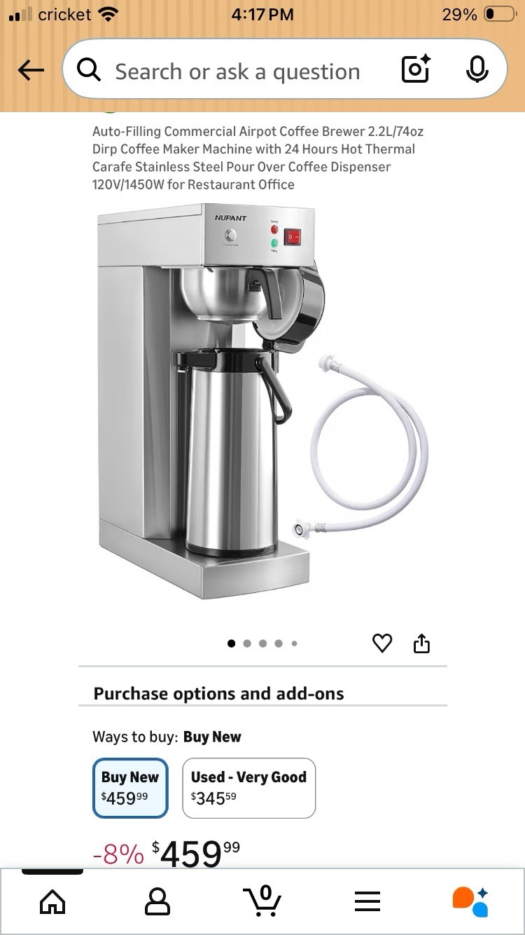 NUPANT 2.2L Stainless Steel Commercial Airpot Coffee Brewer RPA-386 L NEW!