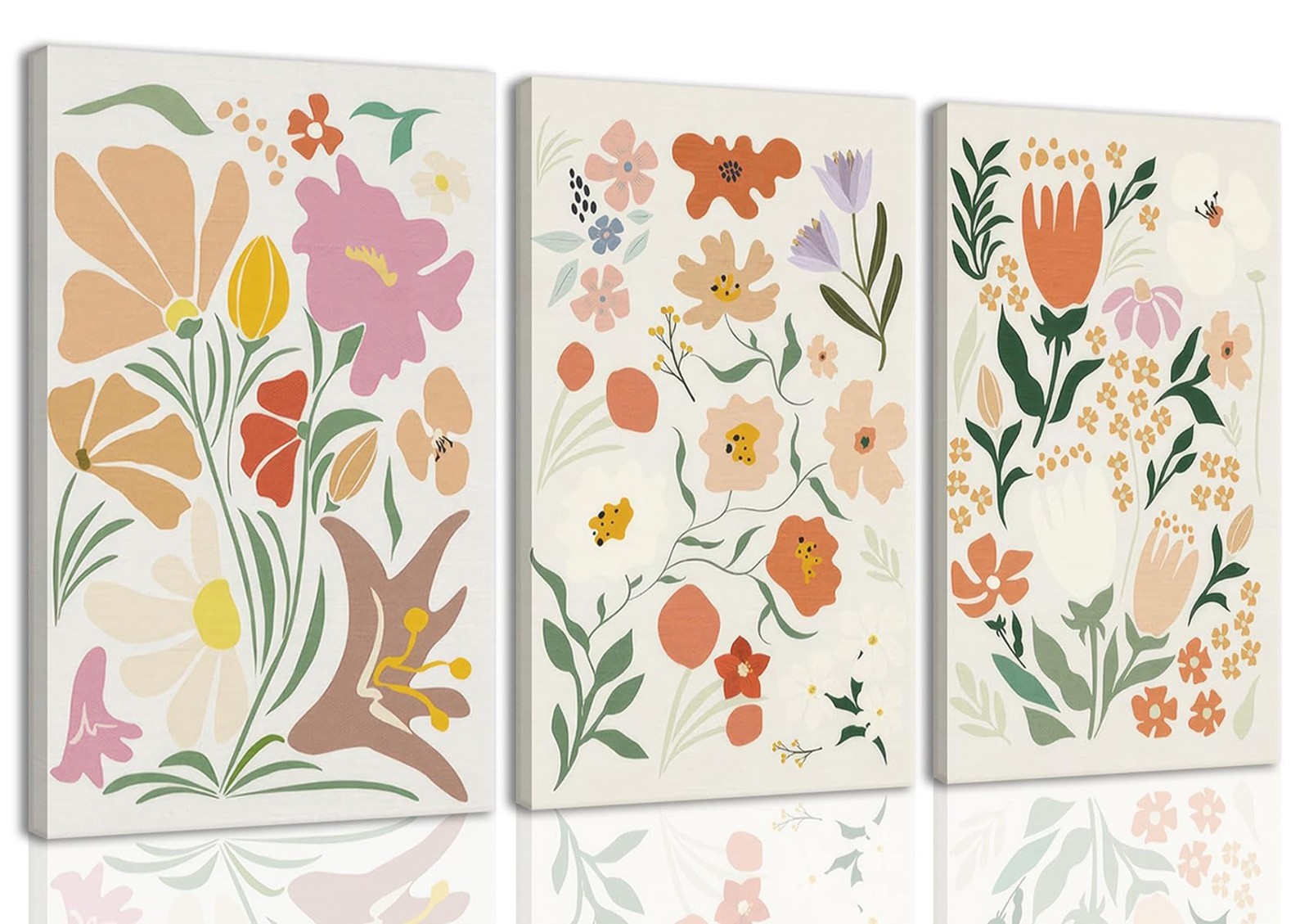 ZQARTZZQ Abstract Flower Market Wall Art vintage Floral Decor Framed Canvas P...