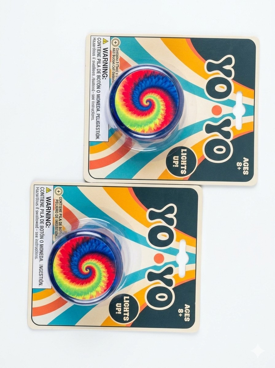 Yo-Yo Lights Up Rainbow Spiral Swirl Design Ages 8+ Toy Lot of 2