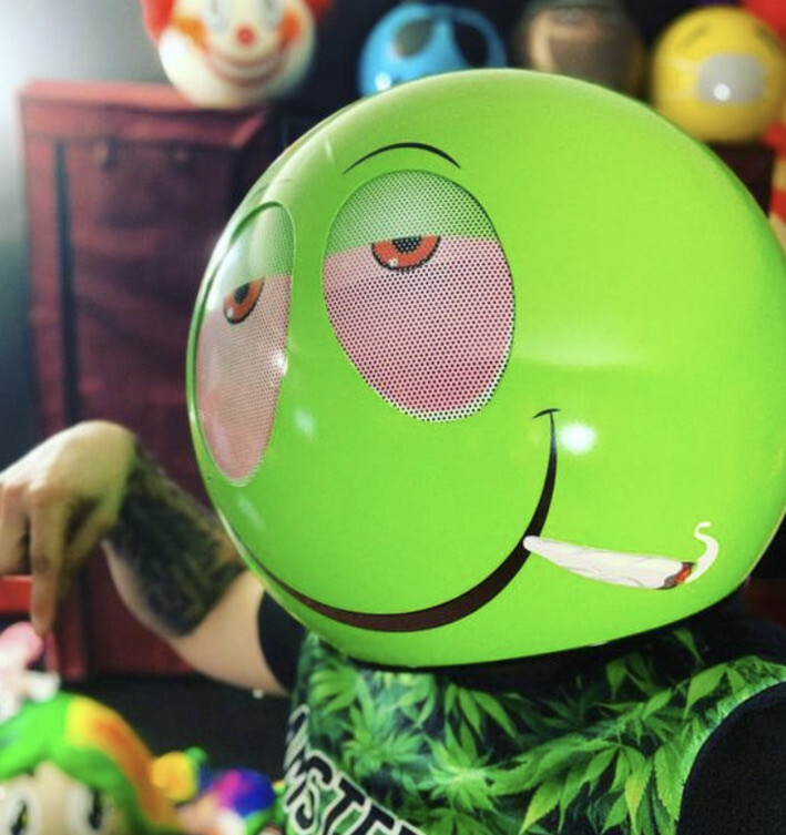 420 Weed Smoker emoji dj helmet