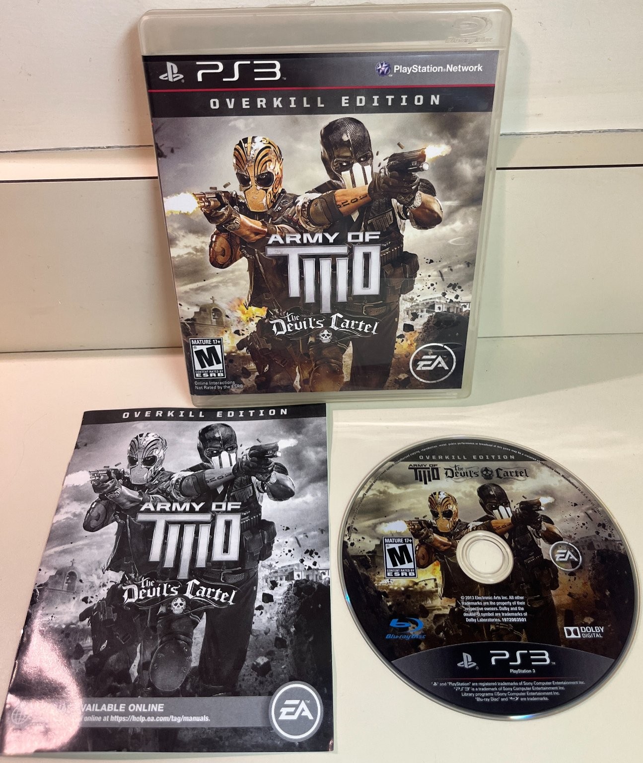 Army of Two The Devil's Cartel Overkill Edition PS3 Video Game + Manual, Co-Op