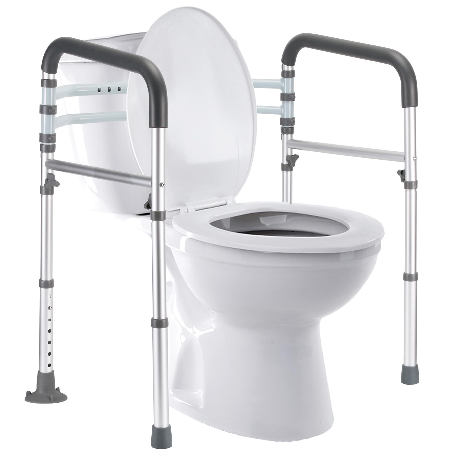 Foldable Toilet Safety Frame for Seniors - Adjustable Height & Width - 300lb