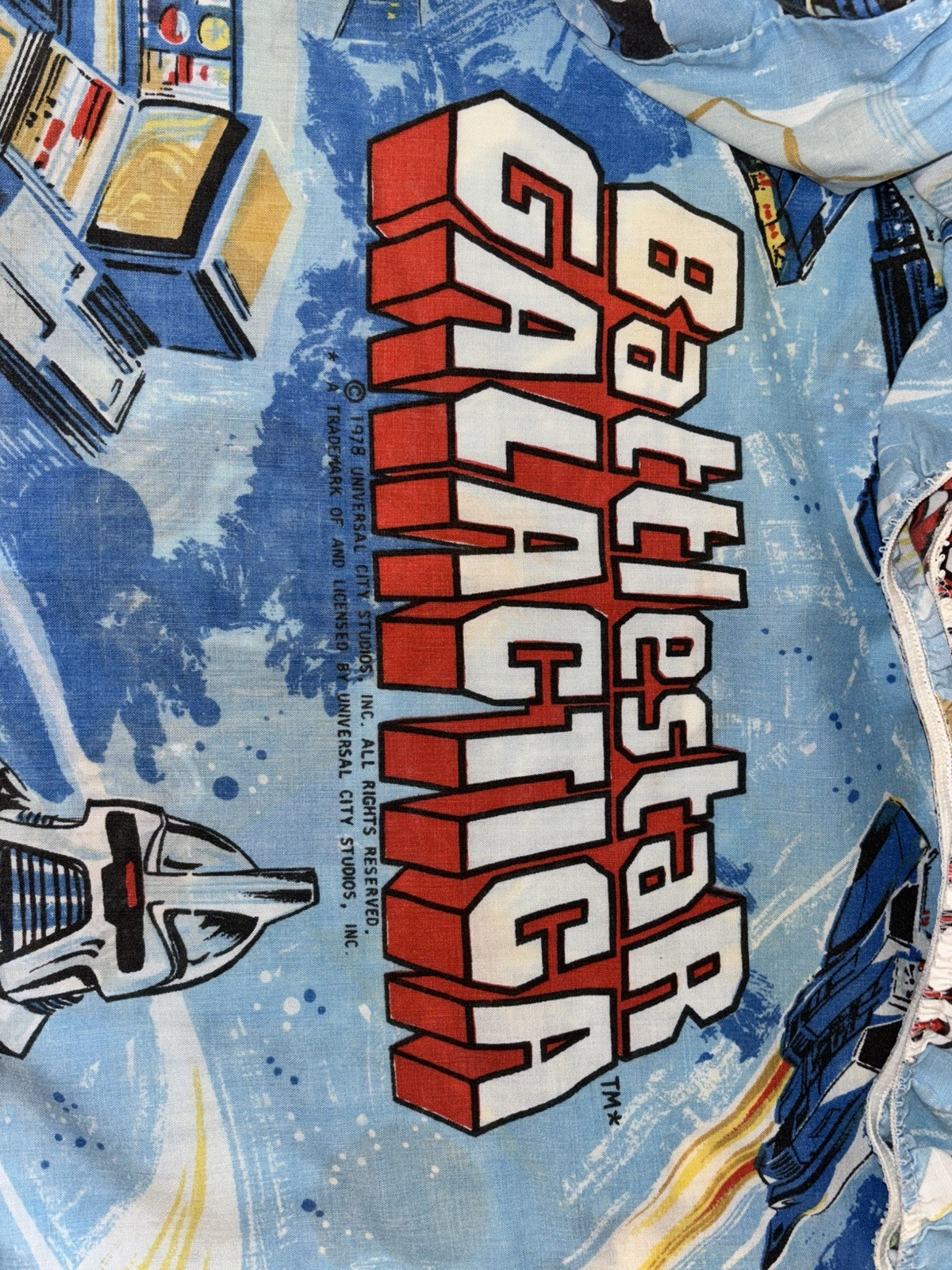 Sheet Retro Sci-Fi BSG Linen Vintage Rare 1978 Battlestar Galactica Twin Fitted