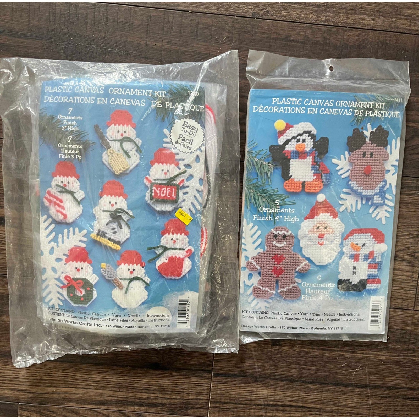 NEW Design Works Crafts 14ct Plastic Canvas Snowman Santa Penguin Ornament Kits