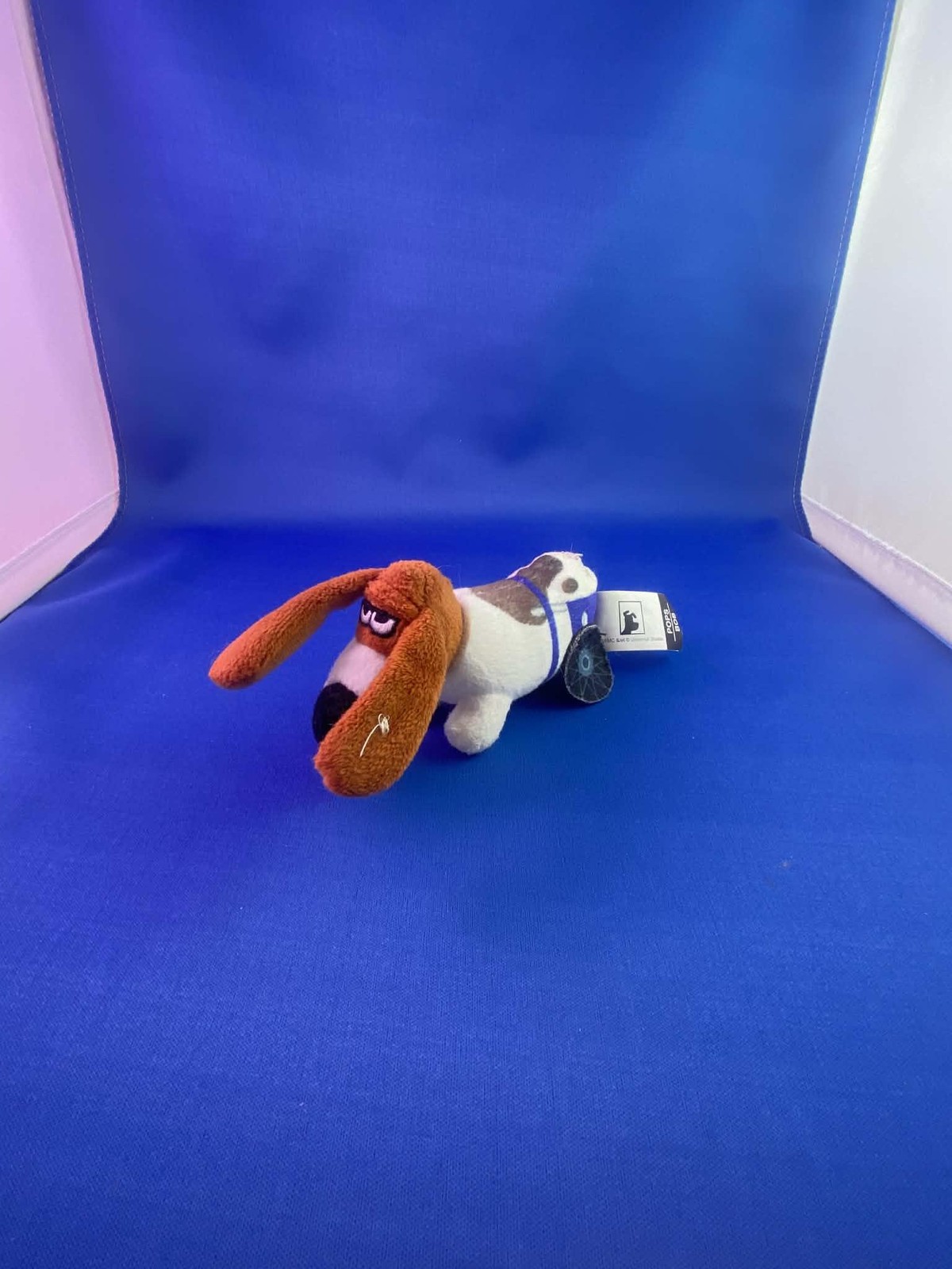 Brown White Spotted Plush Dog On Wheels Small Stuffed Animal, Collectible