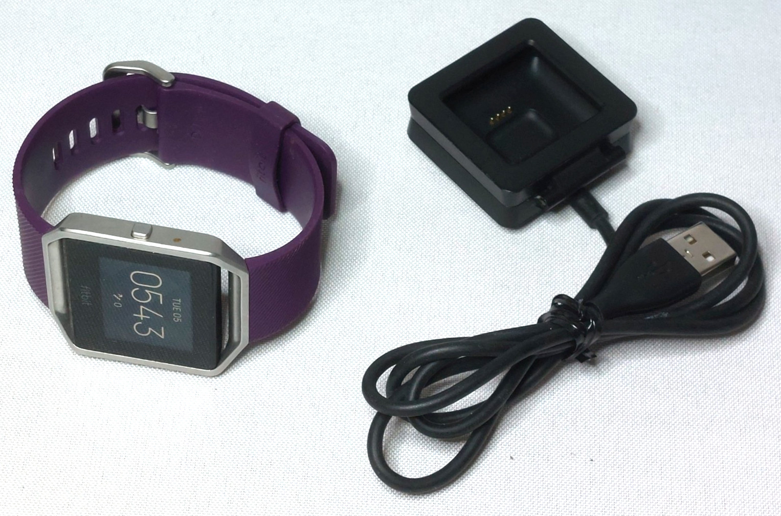 Fitbit Blaze FB502 Smart Fitness Watch Heart Rate Tracker Purple Silver - Tested