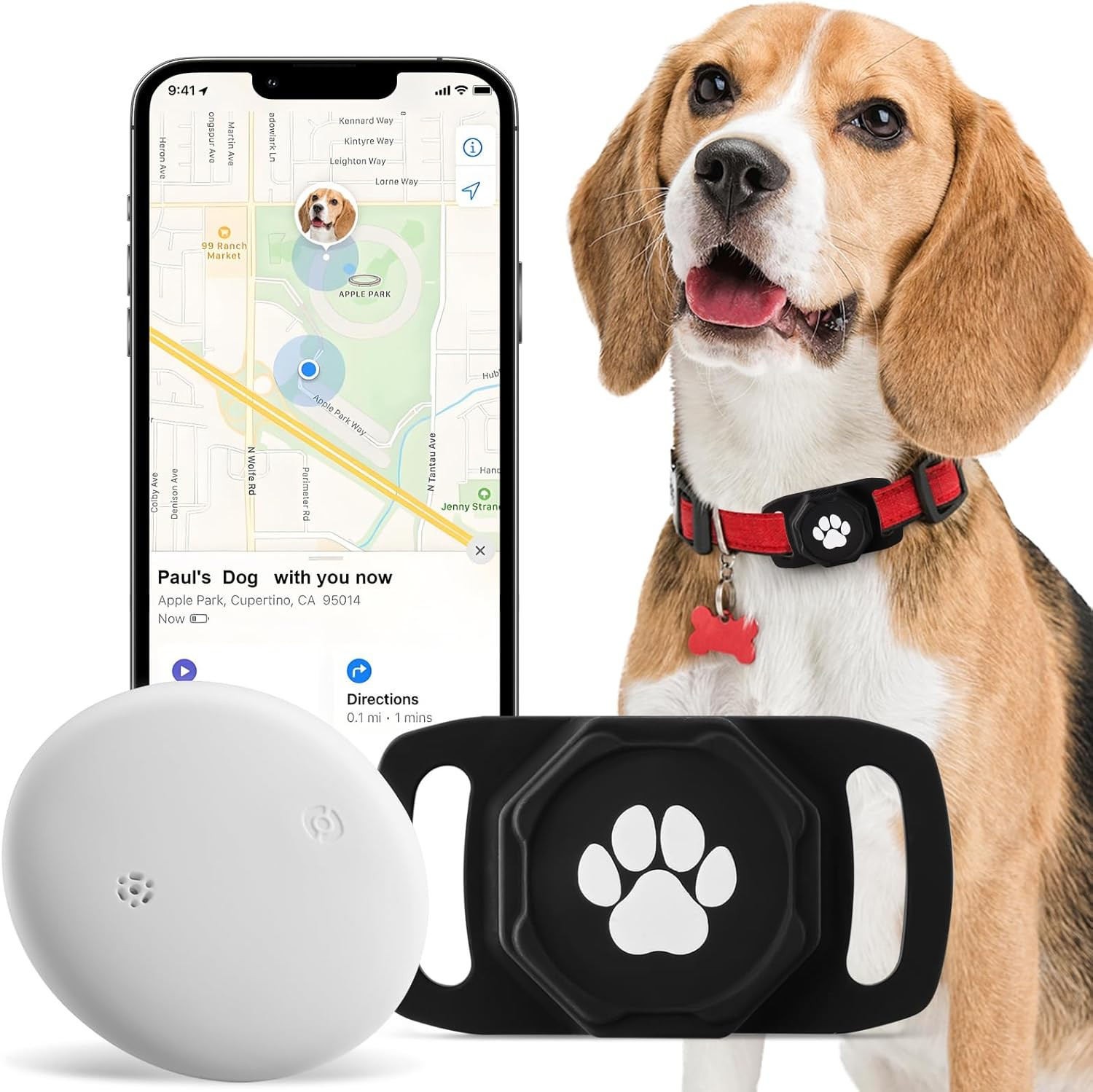Smart Pet Tracker for Collar - Dog Trackers Pet Location Tracker with Holder, No