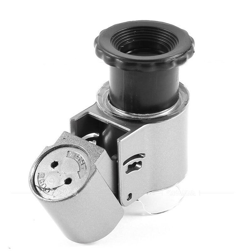 50X Zoom Pocket Microscope LED UV Light Magnifier Illuminated Jewelry Loupe Lens