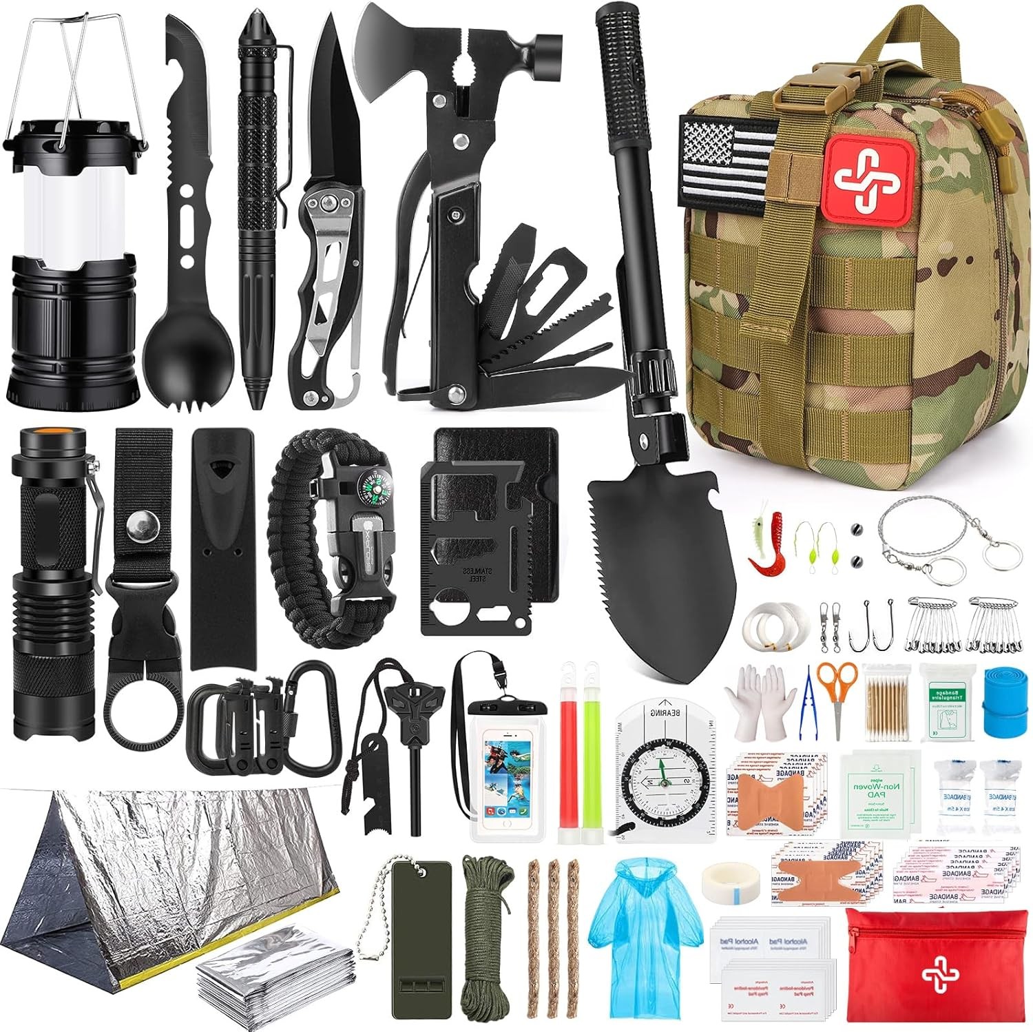 Survival Kit 250Pcs First Aid Gear with Molle Bag