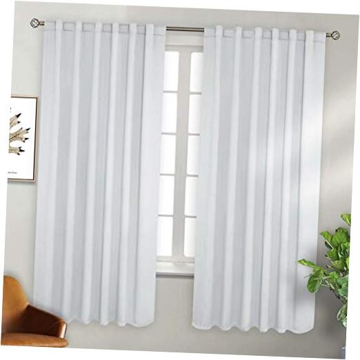  White Curtains for Bedroom - 52 x 63 inch Rod Pocket 52W x 63L Greyish White