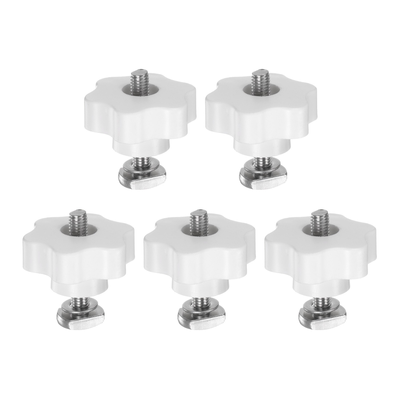 5Set M8 x 45mm T Track Bolts Knob Kit 48mm Hex Hand Nut with Washer White