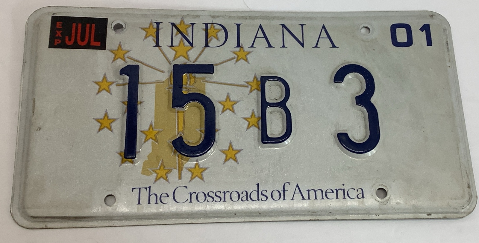 INDIANA Dearborn County LICENSE PLATE LOW NUMBER 2001 15 B 3 Crossroads America