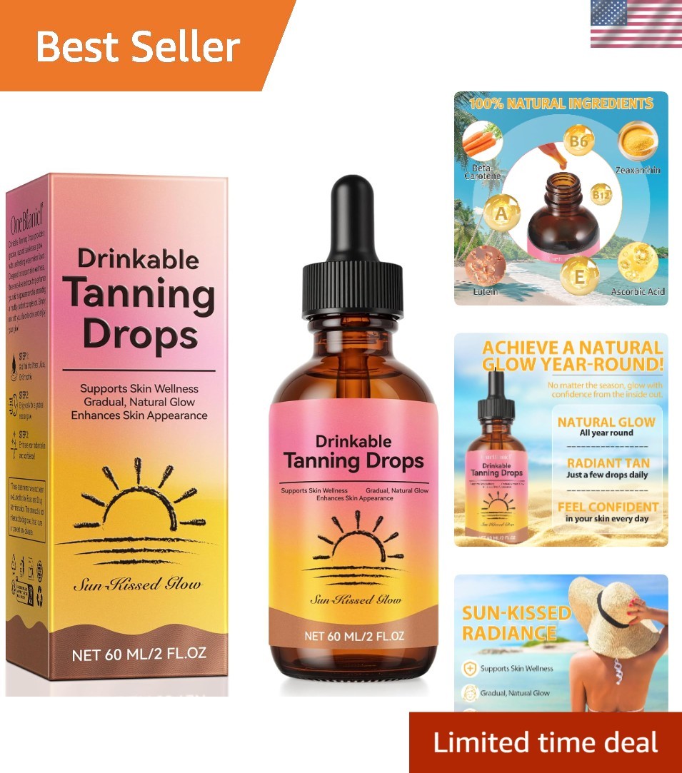 Watermelon Flavored Tanning Drops: Boost Melanin for Radiant Skin in 1.69 oz