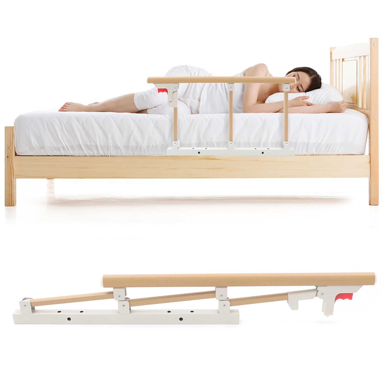 Bed Rails Safety Assist Handle Bed Railing for Elderly Seniors Adults Folding