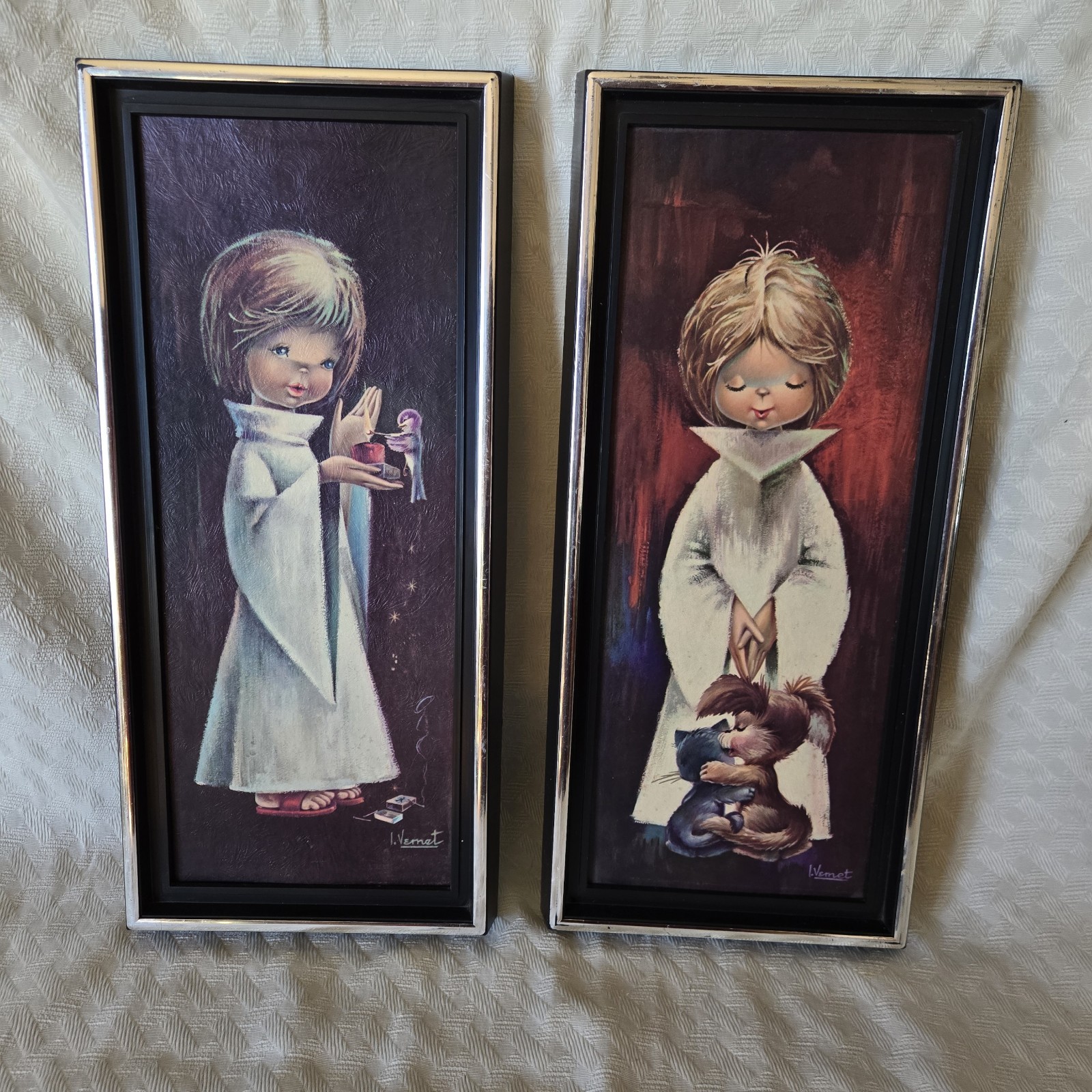Altar Boy/Girl & Animals Wall Art - Set of 2 - I. Vemet Litho in Plastic Frames