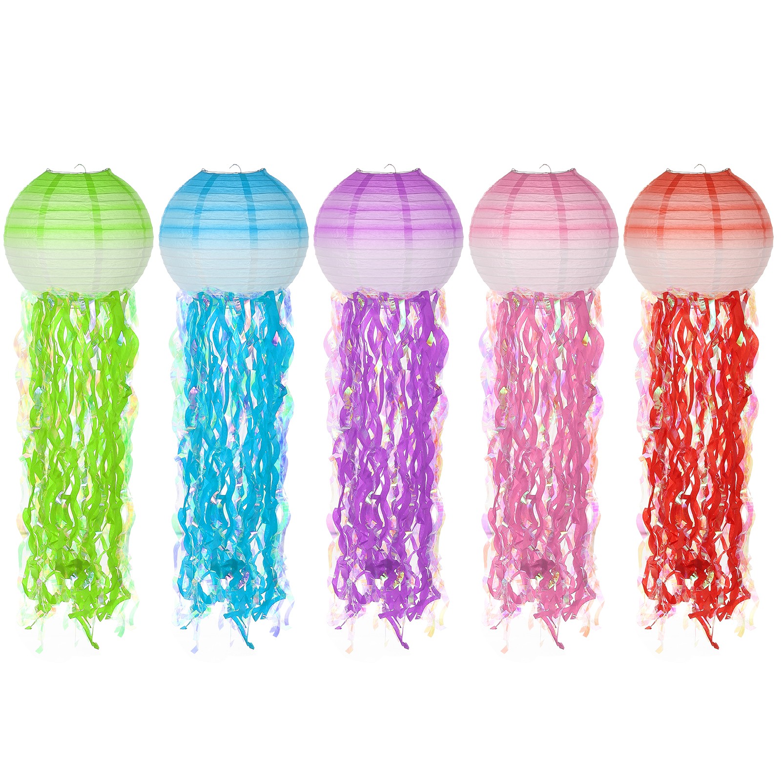 10inch Jellyfish Paper Lanterns, 5Pcs Jellyfish Hanging Lantern, 5 Colors
