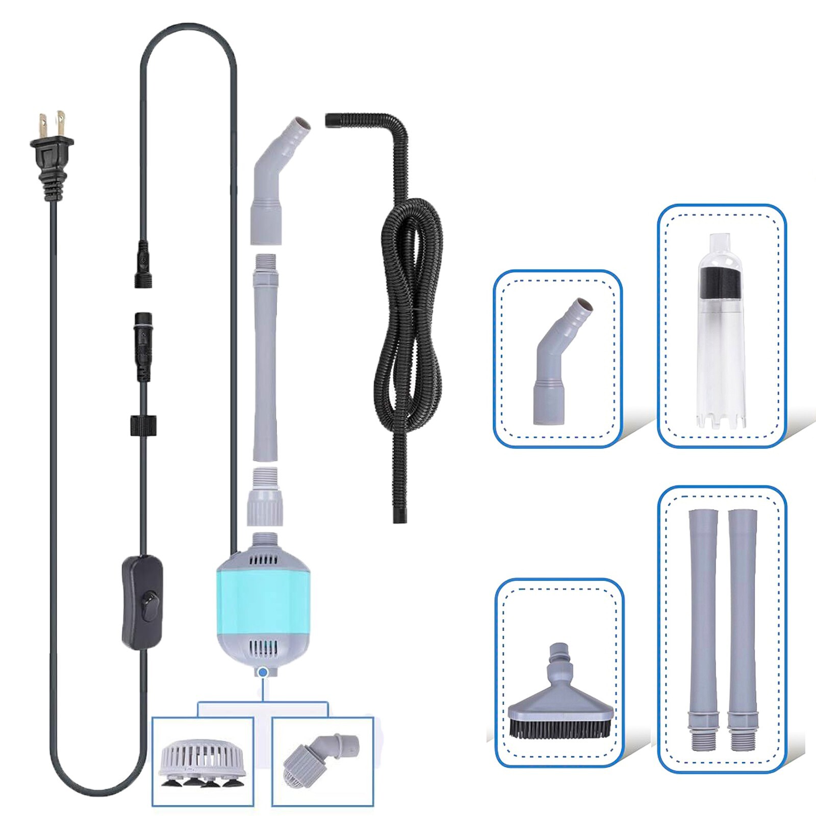 hygger Multi-Function Aquarium Vacuum Cleaner 360GPH Gravel Washer Water Change