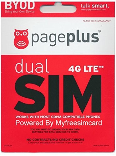 Page Plus Dual Sim Card ( Standard & Micro ) Works With Verizon Phones 