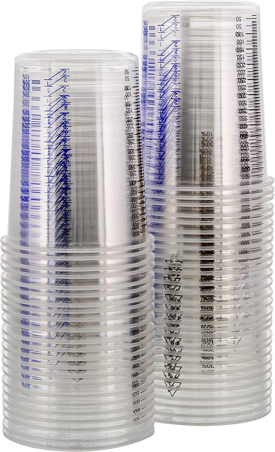 TCP Global 20 Ounce (600ml) Disposable Flexible Clear Graduated Plastic Mixing C