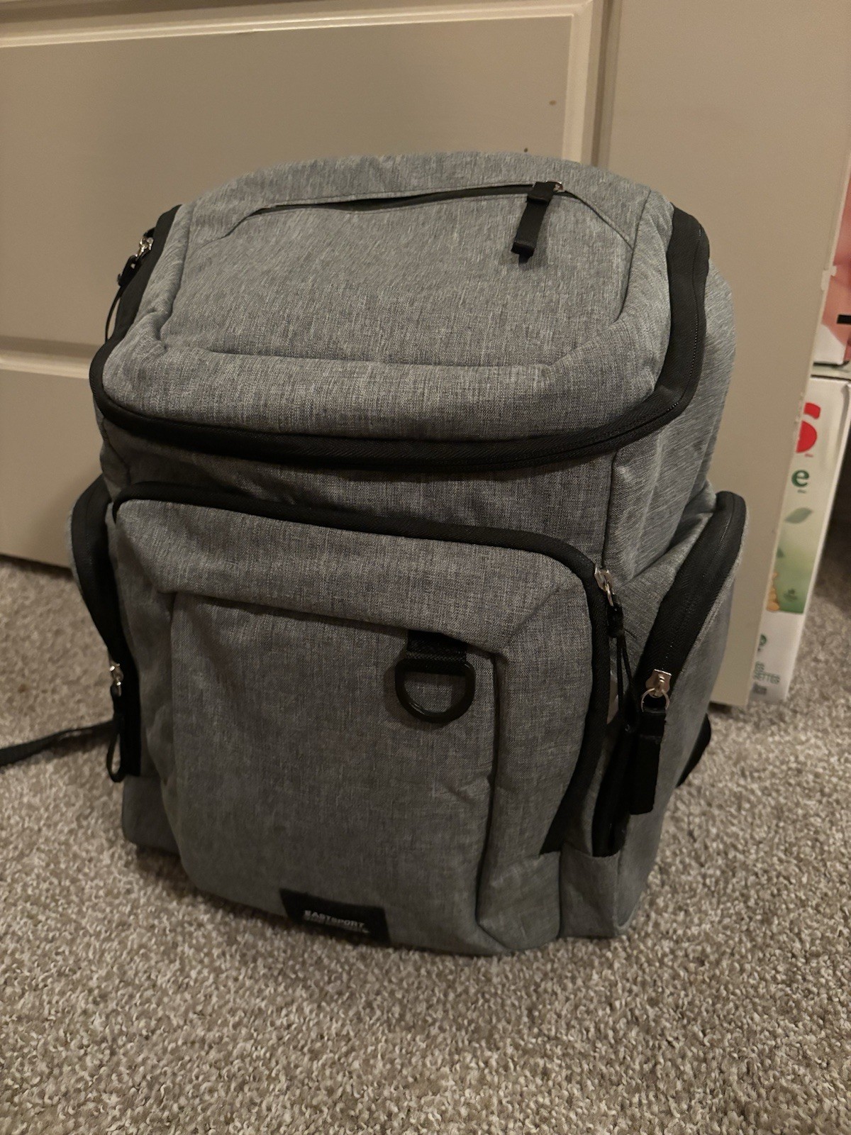 Eastsport Gray Black Polyester Backpack Diaper Bag with Multiple Pockets Zipper