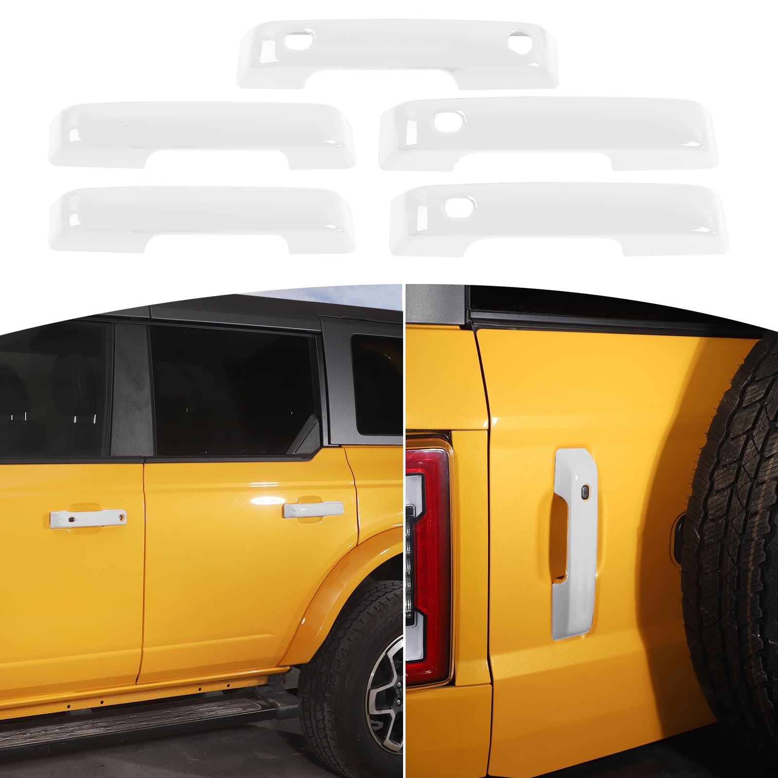 JOSHELA Ford Bronco 2021 White Door Handle Cover Trim 5pcs Exterior ABS
