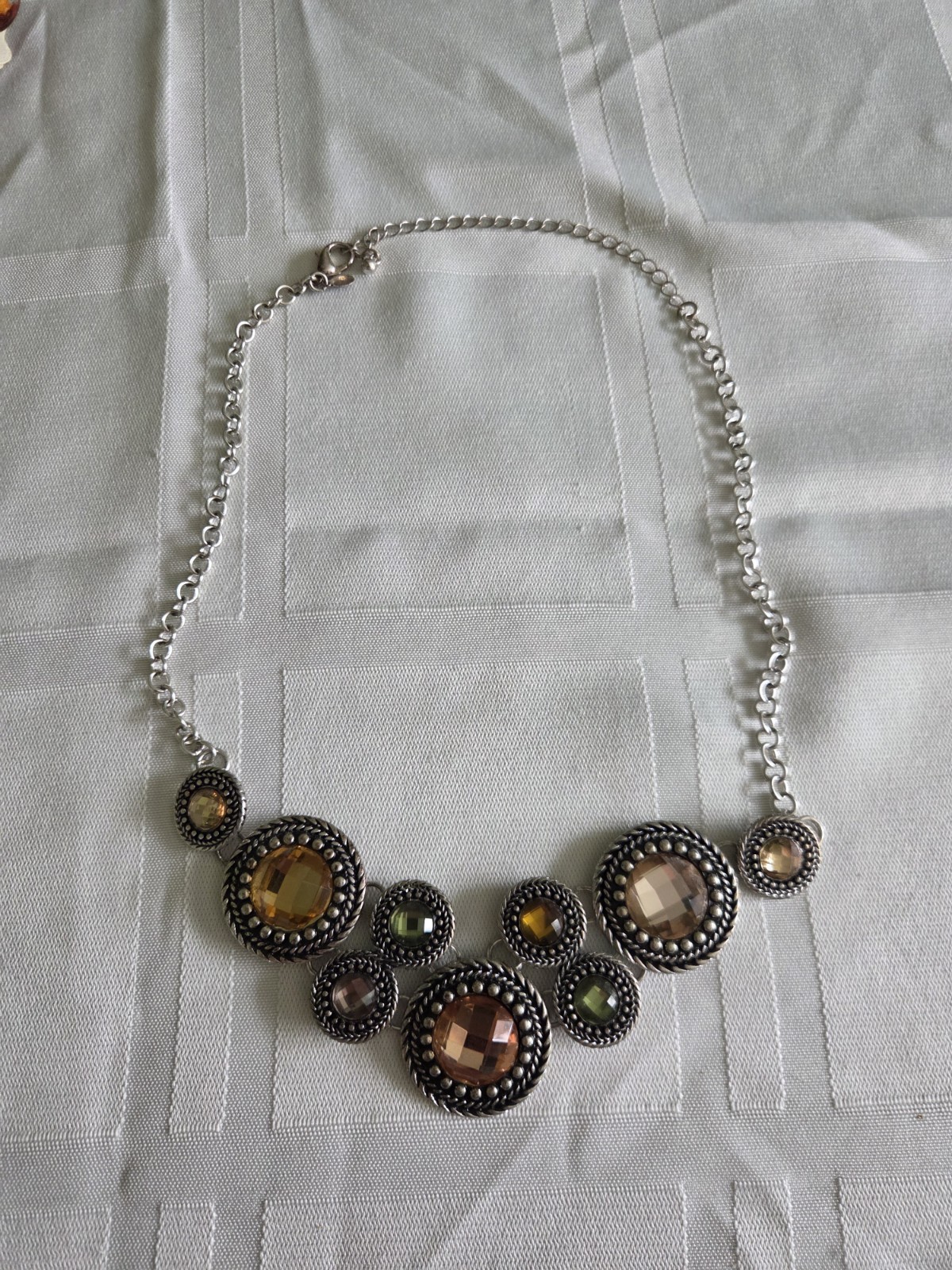 Vintage Premier Designs Disc Statement Bib Necklace Multi Color Circular Stones