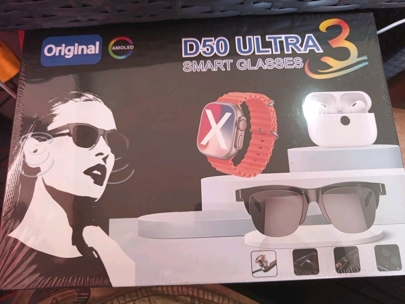 HA10 Ultra Max Smart Glasses Kit with Glasses, Smart Watch, And 8 Bands