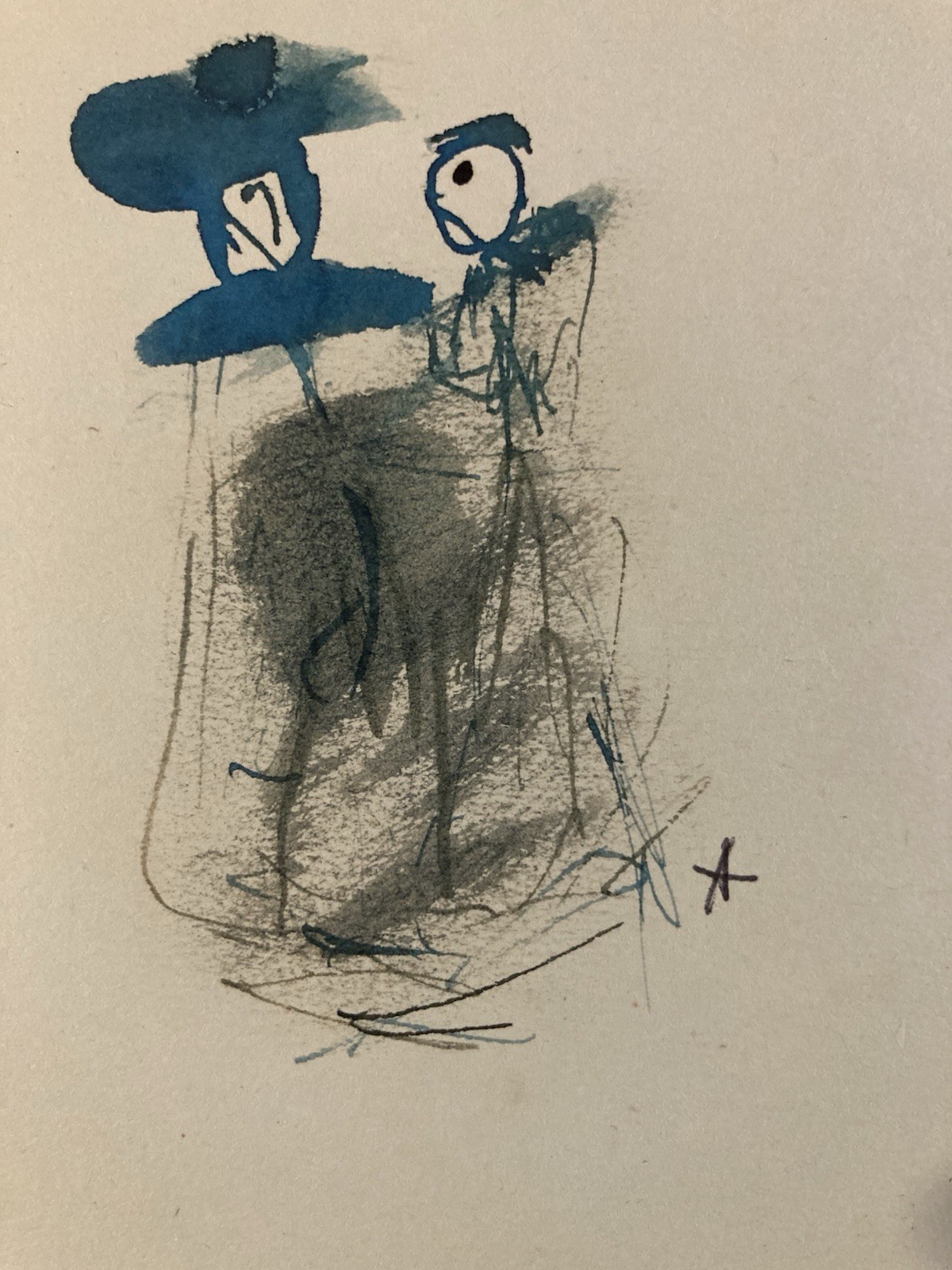 Very Beautiful Drawing 1970 Ink Wash Portrait Woman Expressionist Annie Perinaux