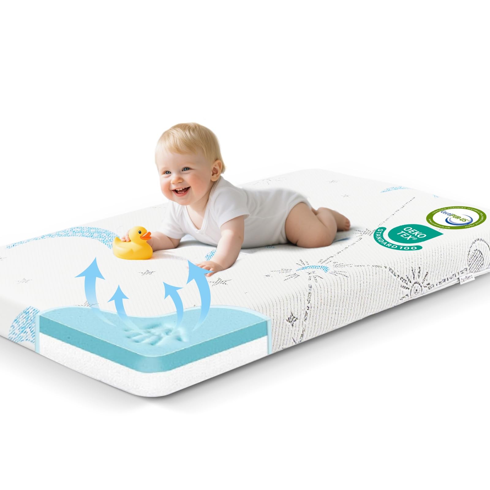 Pack and Play Mattress Pad 38"x26",Breathable Dual-Sided Memory Foam Pack N P...