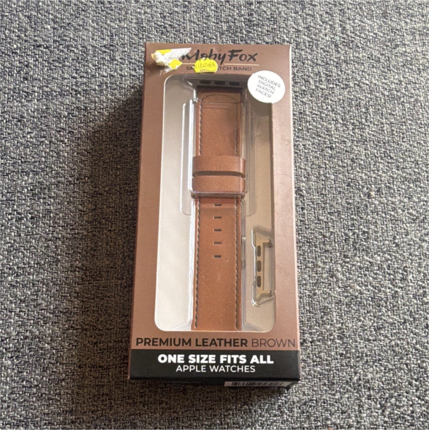 MobyFox Premium Leather Brown Strap for Apple Watch Series 6-9 & Ultra