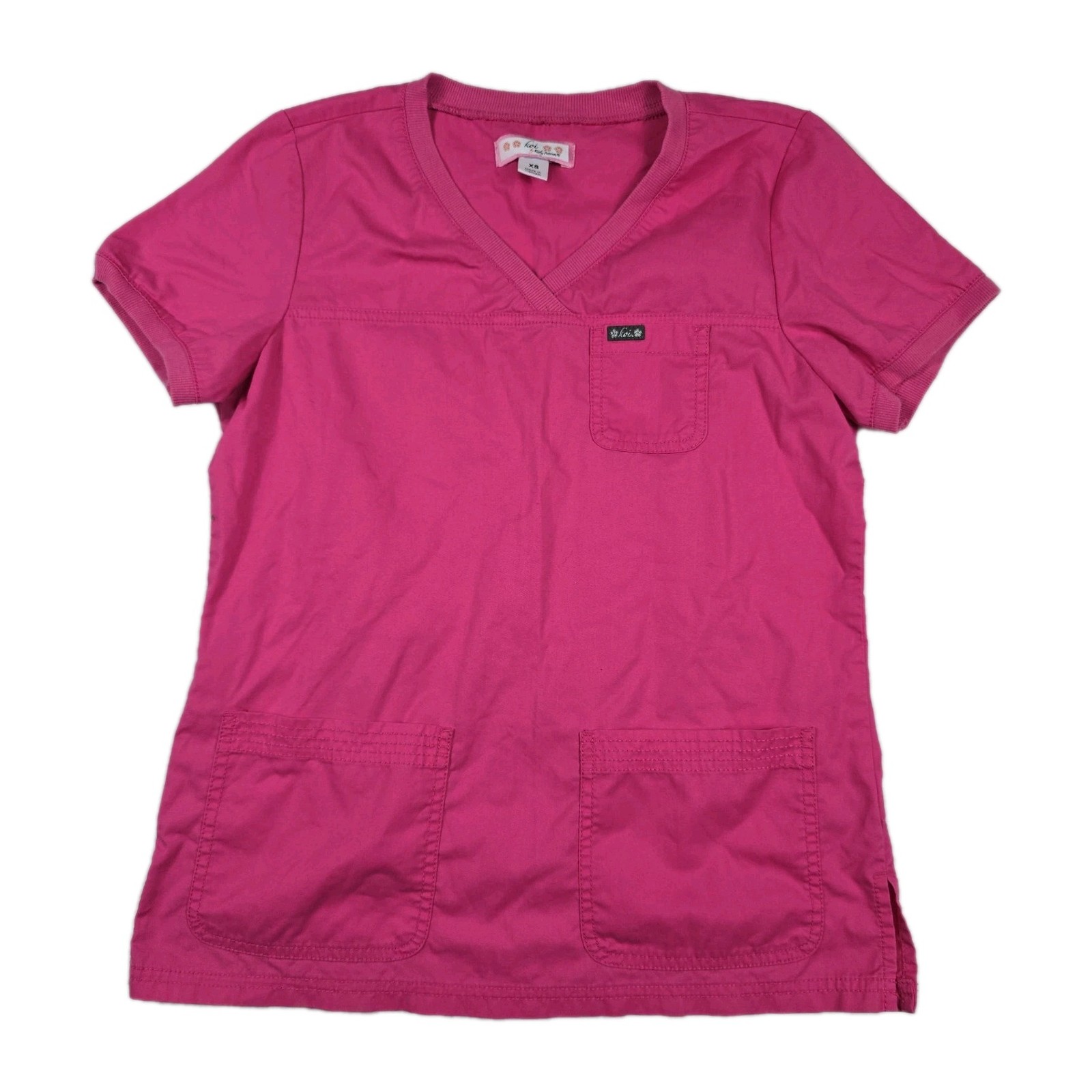Koi By Kathy Peterson Women's Size Extra Small Pink Scrubs Top Style 247 Pockets
