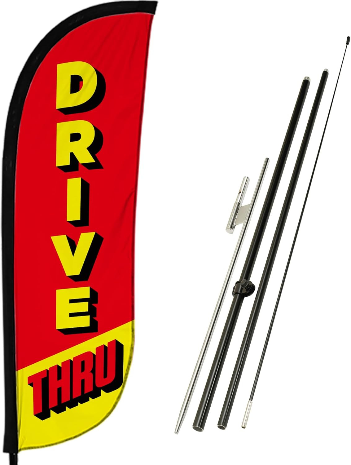 Feather Flag Set - 5Ft Tall Advertising Banner Flag with Pole Kit and Ground Spi