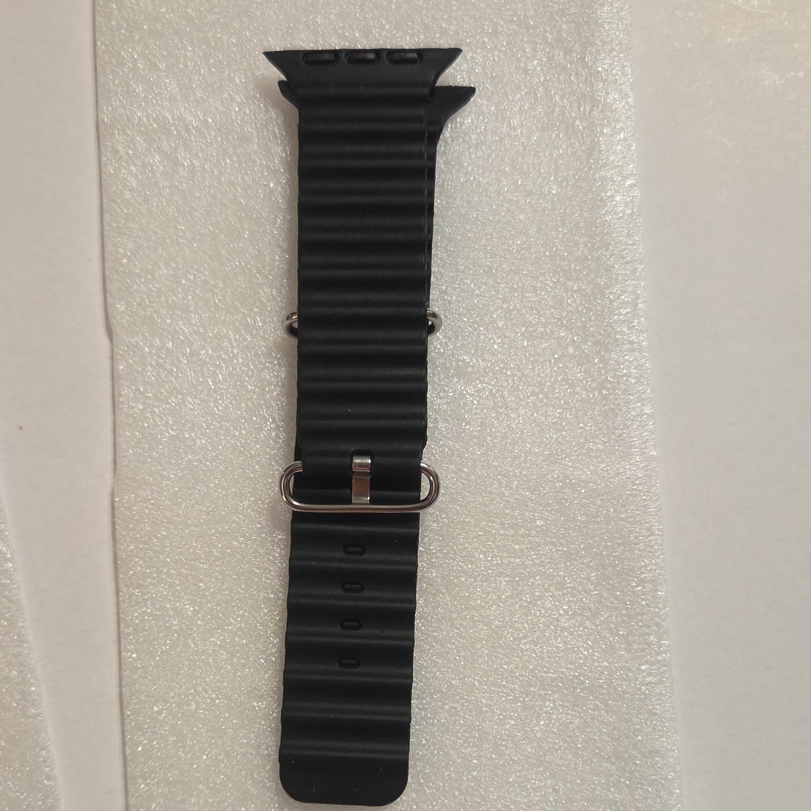Black Rubber Ribbed Strap with Metal Clasp for Apple Watch