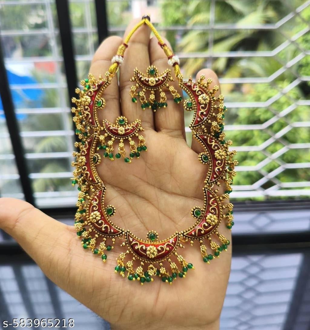 Indian Gold Plated Meenakari Maroon Green Choker Necklace Ethnic Jewelry Set A60