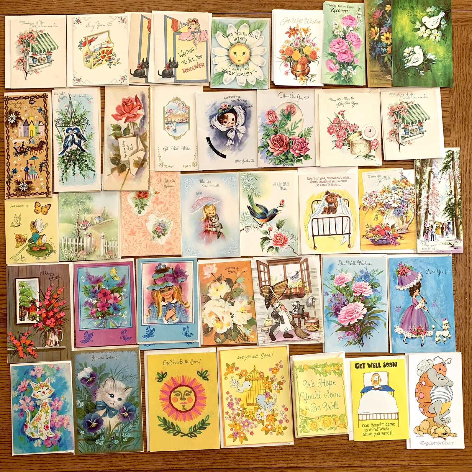 Vtg Greeting Card Lot Get Well UNUSED 34 with ENVELOPES + 5 No Env ++  READ