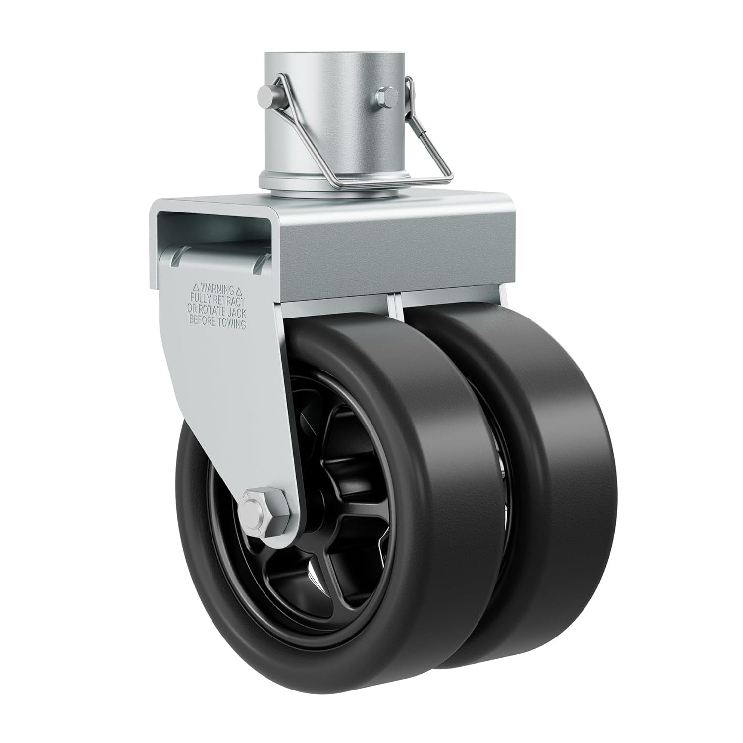 2,500Lbs Dual 6" Trailer Jack Swivel Caster with Upgraded Spoked Wheels and Rein