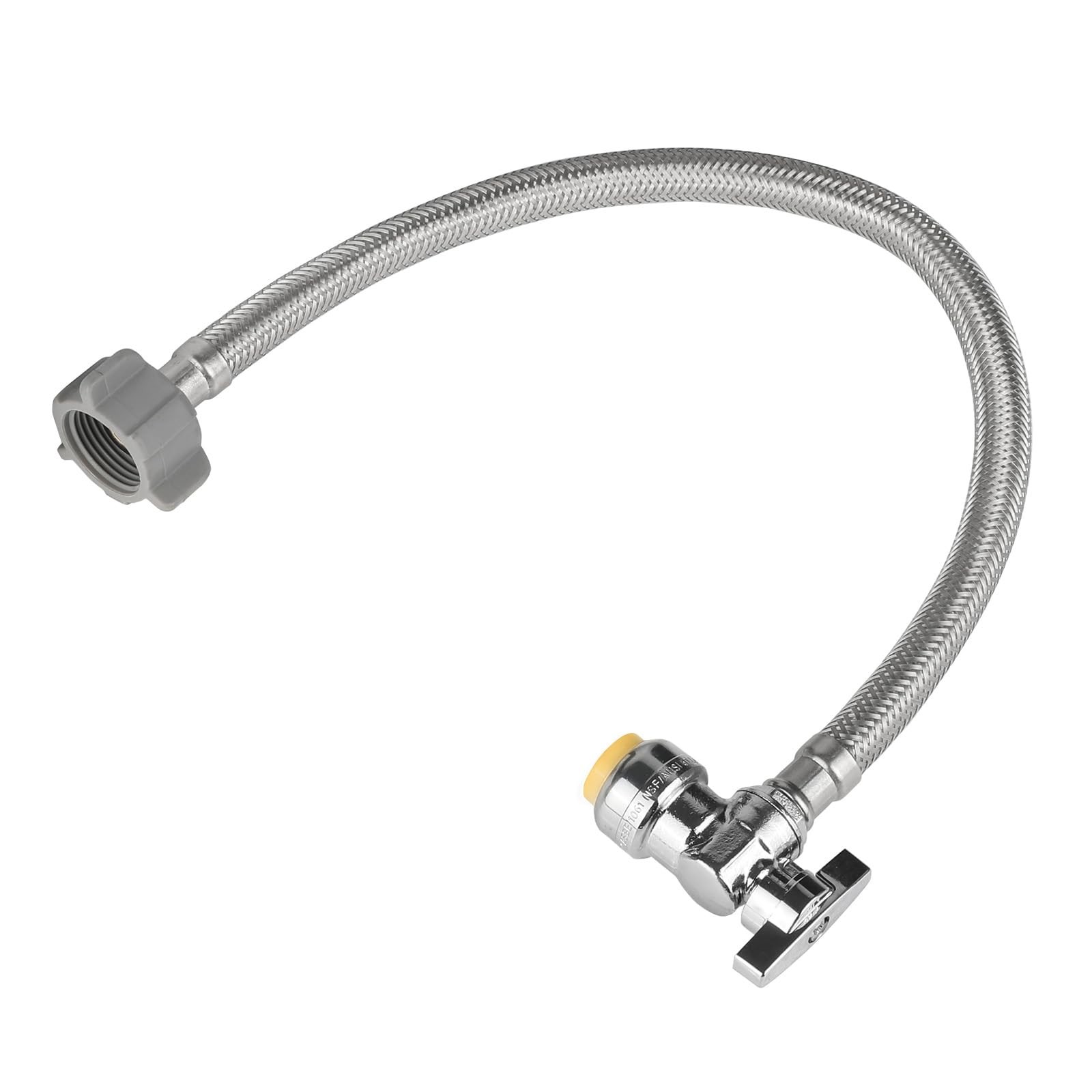 18 Inch Toilet Connector 1/2 Push Fit x 7/8 FIP Braided Stop Valve 1 PCS