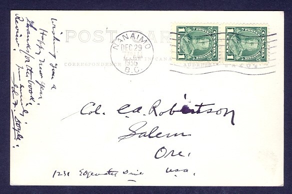 CANADA 1936 NANAIMO REAL PH PPC TO USA