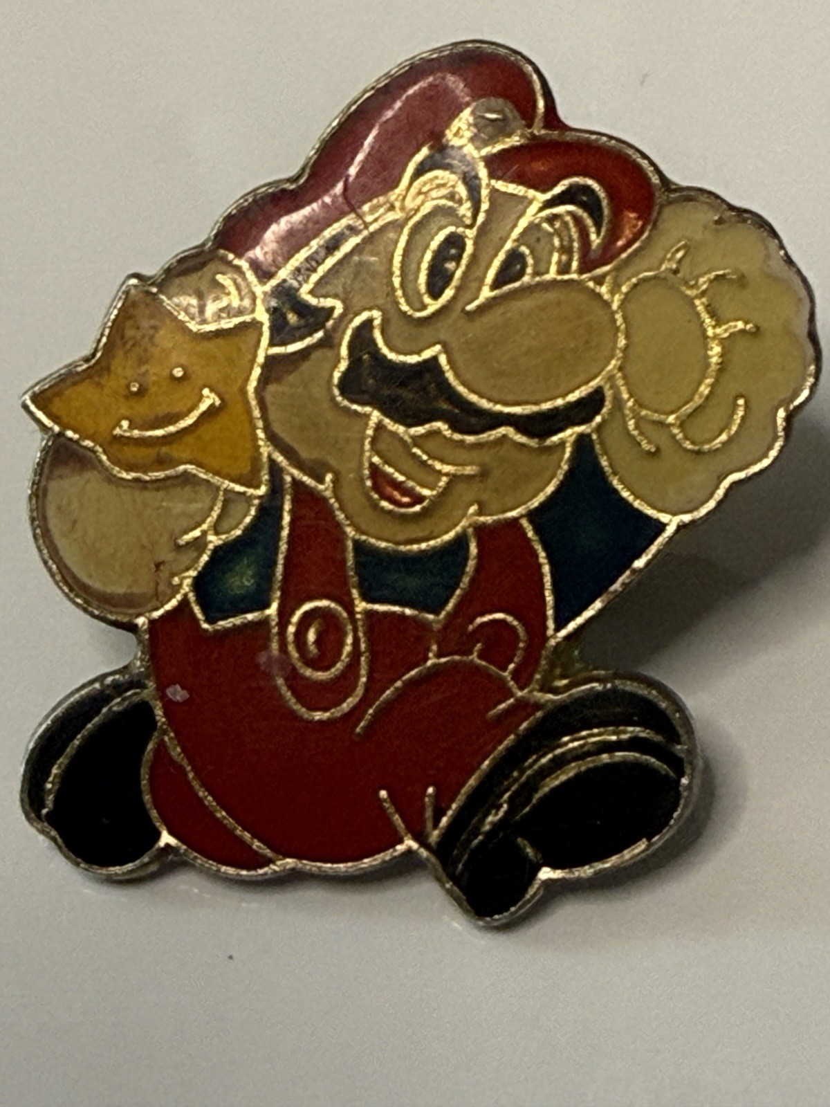 1989 Nintendo Collector Mario Brothers & Star Enamel Pin Button Badge 