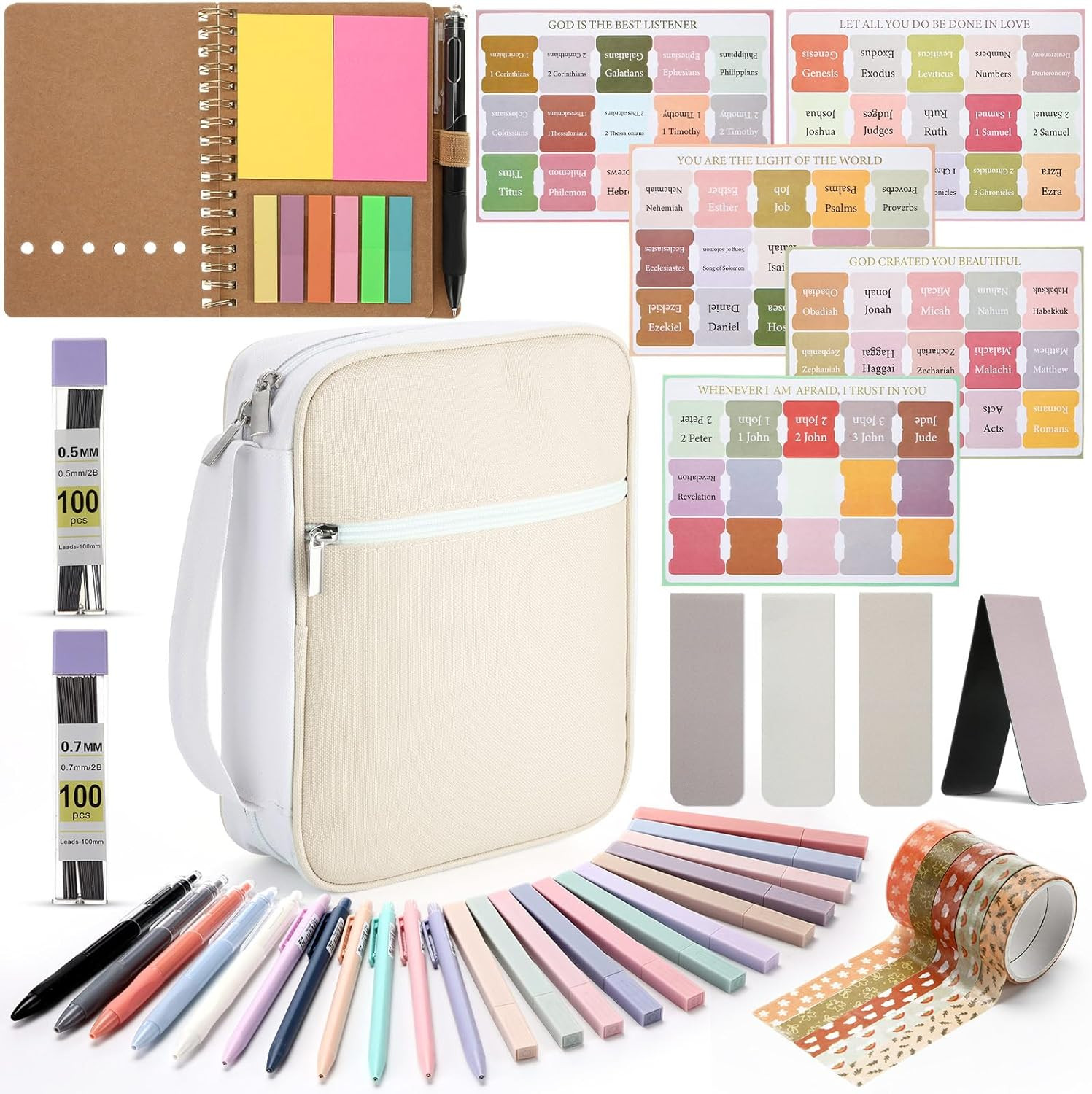 41-Piece Christian Gift Set: Bible Cover, Notepads, Highlighters & More