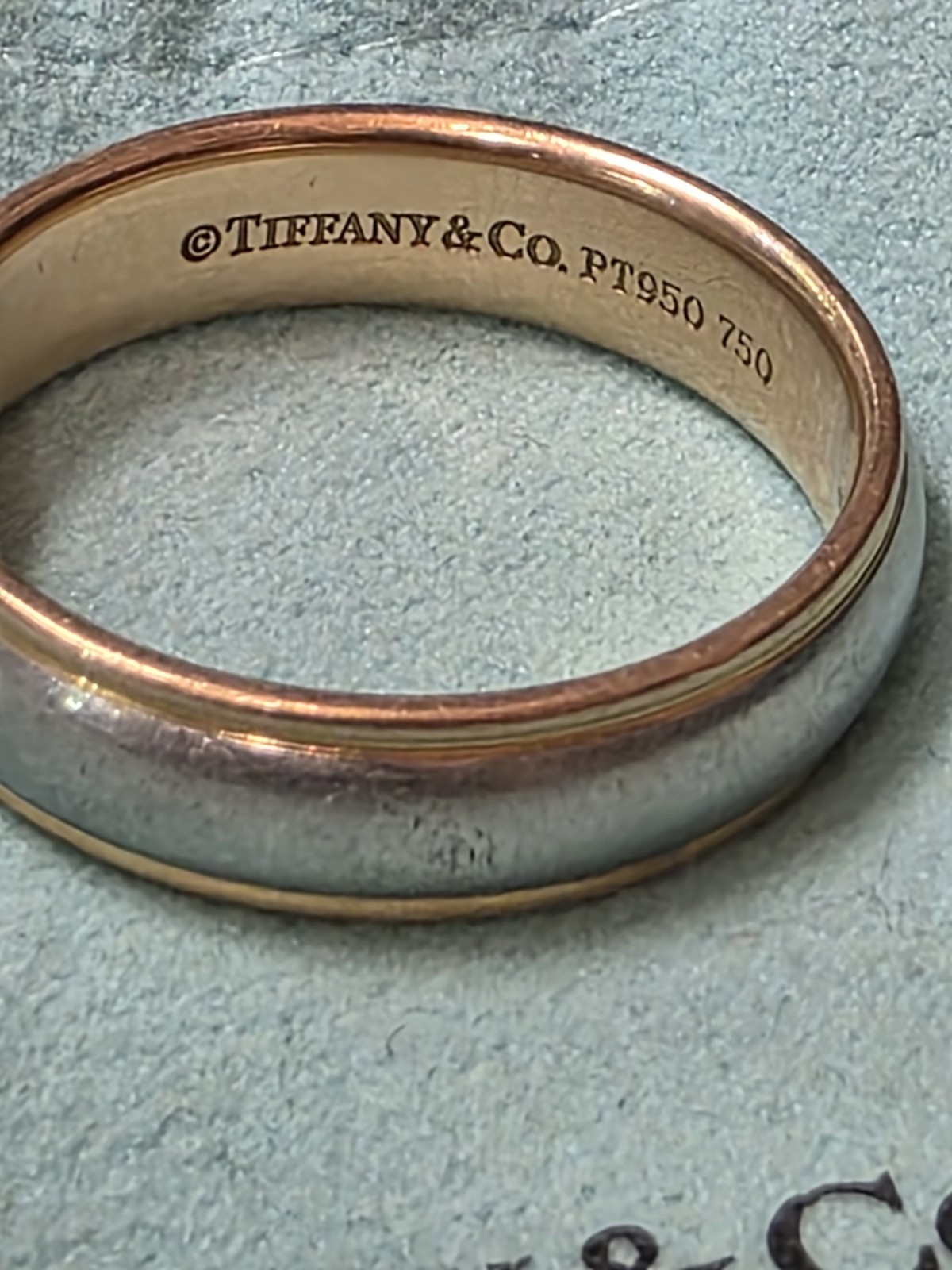 MENS TIFFANY & CO WEDDING BAND RING 18 KARAT 750 AND PLATINUM 950 SIZE 12