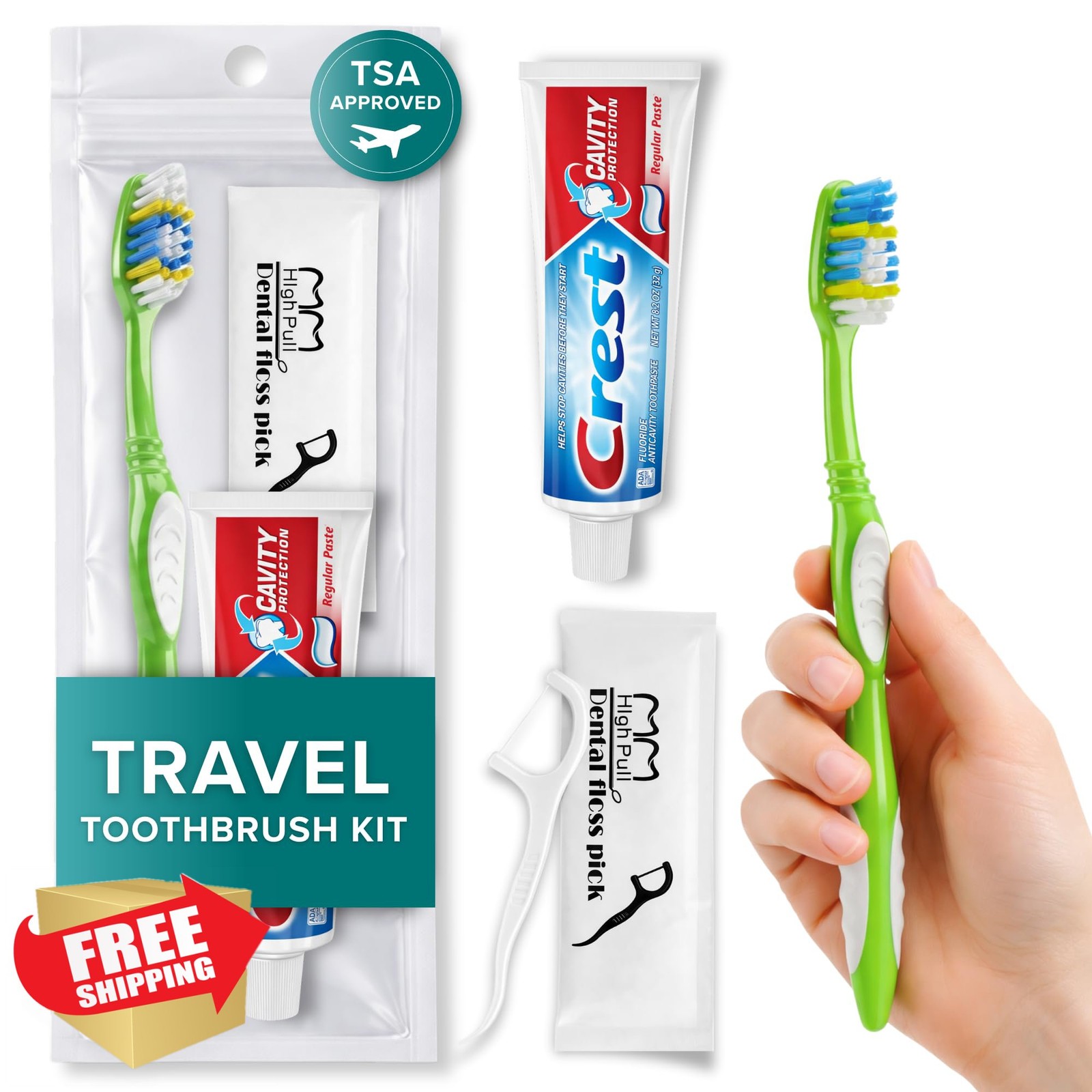 Stuhrling TrekTote Oral Care Travel Kit Toothbrush Paste