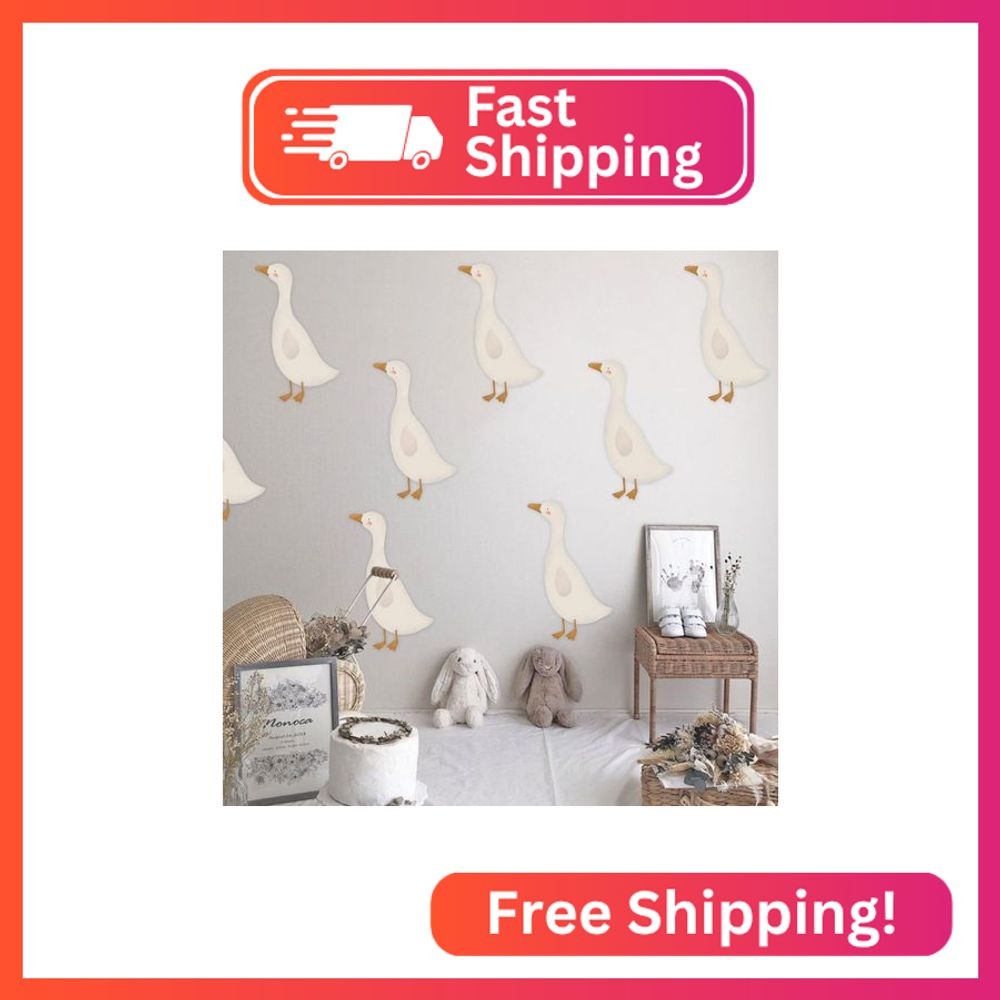Cute Geese Wall Stickers, 8pcs Removable Waterproof PVC Decals, Funny Animals Ar