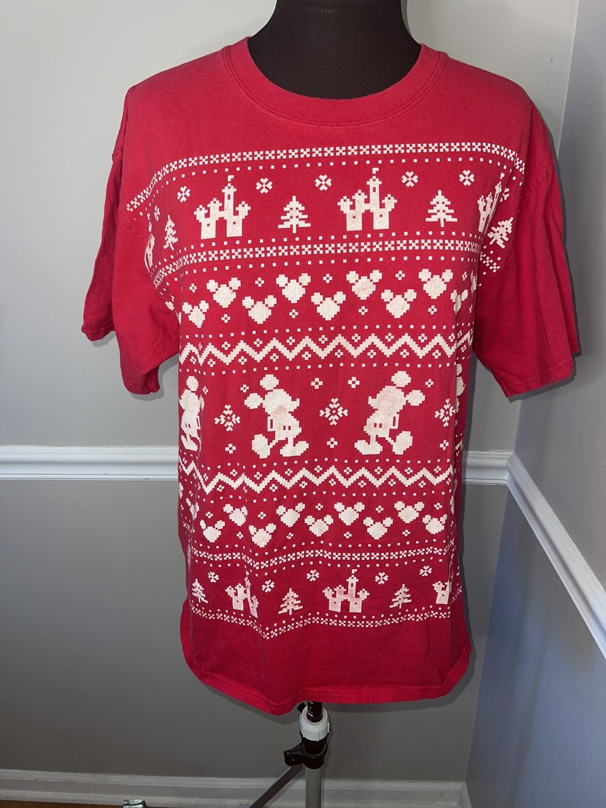 Disneyland Resort Walt Disney World Ugly Christmas T Shirt Mens L Mickey Mouse