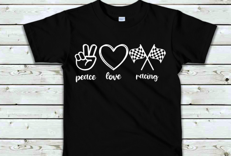 Peace, Love, Racing - Unisex Tshirt (Read Description)