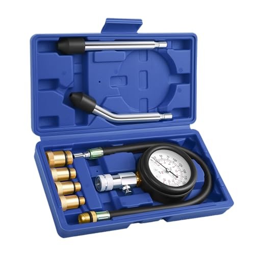Engine Compression Tester Kit 8PCS, 0-300 PSI Cylinder Pressure Test Blue-8PC