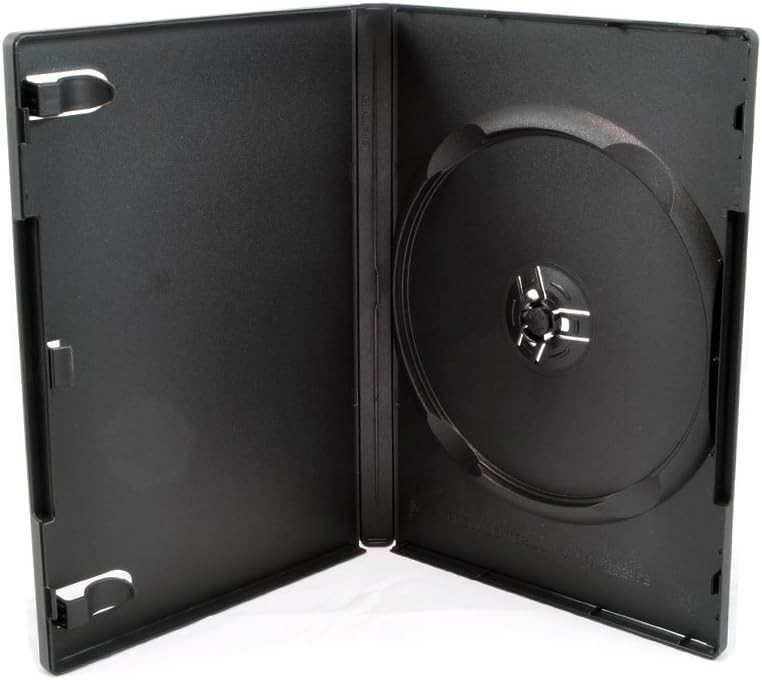 25 Pack Maxtek Standard 14mm Black Signle Disc DVD Cases with Outter 