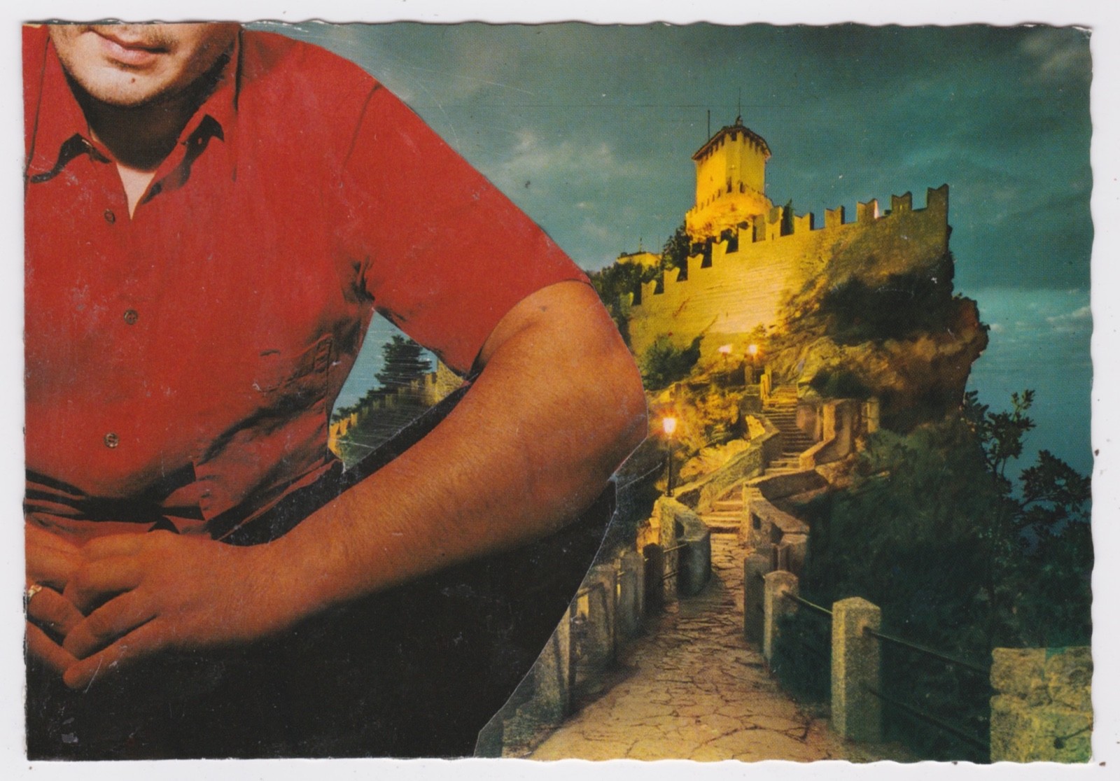 Mail Art David Greenberger "Time to Sit and Think" original collaged postcard